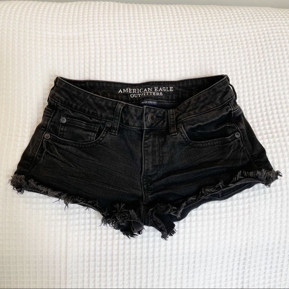 American Eagle Outfitters Pants - AMERICAN EAGLE Black Wash Distressed Denim Shorts